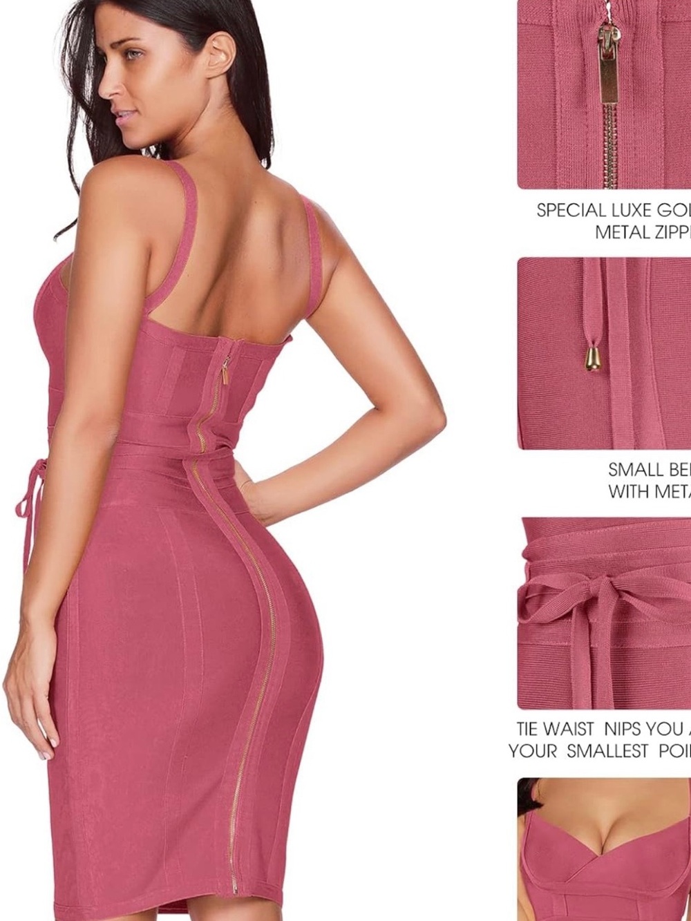 Dusty Rose Bandage Bodycon Dress - Women